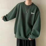 WIAOFELLAS  -  No Hat Hoodies Men Baggy Plus Velvet Thicken Sweatshirts Handsome Warm Print Design Korean Fashion All-match High Street Daily