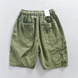 Wiaofellas  -  Summer Thin Ramie Shorts Men's Loose Waist Lace-up Casual Pants Linen Trousers Sugar Color Pants