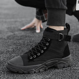 WIAOFELLAS  -  Fashion Trendy Black Boots For Men Outdoor High Top Men's Work Shoes Comfort Breathable Casual Ankle Boots Men botas para hombre