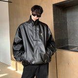 WIAOFELLAS  -  High-end Liquid Metal Design Fake Two-piece Jacket Men's Loose Handsome Short Jacket Casual Oversized Hip-hop Streetwear Coats