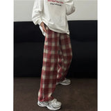 Wiaofellas  -  Autumn Woolen Pants Men Oversized Fashion Retro Plaid Pants Men Streetwear Hip-hop Loose Wide Leg Pants Mens Vintage Trousers