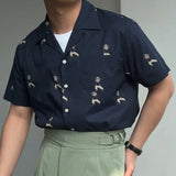 Wiaofellas  -  Animal Pattern Stitching Contrast Color Short Sleeve Shirt Summer Men Slim Casual Business Shirt Camisa Social Masculina