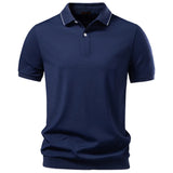 Wiaofellas  -  Men Fashion Solid Color Golf Polo Shirt Short Sleeve Fitness T-shirts Business Casual Premium Daily Outdoors Breathable Tops