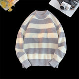 Wiaofellas  -  Men's Winter Sweater Harajuku Fashion Striped Sweter Oversize Pullover Warm Knitted Sweater Men's Clothing