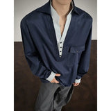 WIAOFELLAS  -   Newbies Old Qianfeng Fake Two-piece Double-collar Long-sleeved Shirt Men's 2025 Autumn and Winter Sexy High-end Shirt Jacket