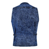 WIAOFELLAS  -  Men Vest Denim Waistcoat Jacket Deep Blue Male Sleeveless Coat Spring Autumn Multi-Pocket Jeans Gilet Outwear New Chalecos