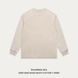 WIAOFELLAS  -  Vintage Men's Long Sleeved T-shirt Washed Loose Men's Autumn Pullover Outfit Unisex Pure Cotton 230g High Street Trendy T-shirt