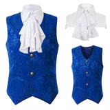 WIAOFELLAS  -  Mens Vintage Fake Collar Medieval Vests Men Gothic Steampunk Single Breasted Vest Brocade Waistcoat Men Halloween Party Costume