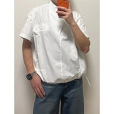 Wiaofellas  -  Stylish Thin Cotton Linen Shirt Men Summer Fashionable Seven Sleeve Shirt Trendy Men Pairing Handsome Loose Fit round Neck