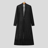 WIAOFELLAS  -  Men Long Style Shirt Solid V Neck Long Sleeve Casual Men Clothing Streetwear Loose One Button Fashion Camisas Shirts Men