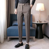 Wiaofellas  -  Men's Light Luxury Button-down Draped Baggy Suit Pants Casual Solid Color Straight Premium Elegant Korean Popular Leisure Pants