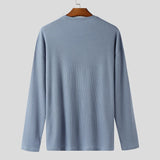 WIAOFELLAS  -  Men T Shirt Solid Color O-neck Long Sleeve Streetwear Knitted Male Tee Tops Loose Fashion Casual Men Clothing S-5XL INCERUN