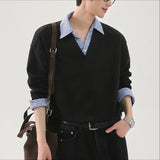 WIAOFELLAS  -  Men Shirt Patchwork Lapel Long Sleeve Korean Style Casual Men Clothing Streetwear Loose Fashion Male Shirts S-5XL