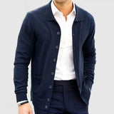 Wiaofellas  -  Fashion Vintage Button Lapel Sweater Coats Men Casual Solid Long Sleeve Knit Sweater Jackets For Mens Spring Autumn Sweaters