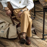 Wiaofellas  -  Spring Autumn Vintage Men's Gurkha Pants British Style Casual Straight Trousers Adjustable Waist Belt Naples Pant For Male