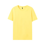 WIAOFELLAS  -  Pure Cotton Short Sleeve T-shirt Men's Round Neck Loose Solid Color Base Shirts Top Tees