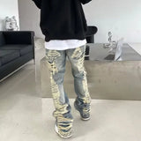 Wiaofellas  -  Retro American High Street Men's Jeans Distressed Dyed Washed High Quality Straight Leg Casual Trousers for Teens