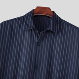 WIAOFELLAS  -  Men Jumpsuits Striped Lapel Long Sleeve Drawstring Joggers Rompers Streetwear Loose Fashion Casual Male Overalls Pants