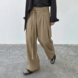 Wiaofellas  -  Men's Pants Solid Color High Waist Joggers Loose Wide Leg Trousers For Man Streetwear Fashion Casual Male Pants