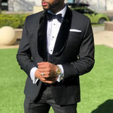Wiaofellas  -  Formal Groom Tuxedo For Wedding 3 Pieces Custom Men Suits Slim Fit Velvet Shawl Lapel Male Fashion Jacket Waistcoat Pants