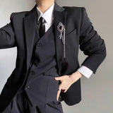 WIAOFELLAS  -  Fashion High-End Party Dance Solid Color Suit Vest Unisex 2025 Spring And Autumn New British Trend Slim Casual Suit Vest Jacket