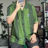 WIAOFELLAS  -  Men Shirt Striped Printing Lapel Short Sleeve Loose Casual Men Clothing Summer Streetwear 2025 Fashion Male Shirts Tops