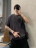 Wiaofellas  -  Knit T Shirt for Men Korean Luxury Clothing Summer New Short Sleeve Men's T-Shirts Round Collar Slim Fit Casual Tee Shirt D118