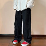 Wiaofellas  -  Red Wine Color Men's Casual Straight Leg Workwear Pants Autumn Season American Style Loose Fit Trousers Harajuku Street Style