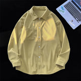 WIAOFELLAS  -  Solid Color Men Shirts Casual Basic Long Sleeve New Unisex Shirt Korean Fashion Outwear Top Male Oversized Blouses