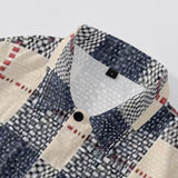 WIAOFELLAS  -  Vintage Men's Plaid Long Sleeve Shirt American Style Comfortable Corduroy Stripe Gray Trendy Classic Spring Autumn Fashion