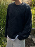 WIAOFELLAS  -  New Winter Men's Sweaters Casual Round Collar Hemp Pattern Knitting Tops Thickened Pullover Male Loose Tops Niche