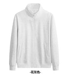 Wiaofellas  -  300g Premium China Cotton Zip Up Hoodie Solid Color Stand Collar Casual Unisex Streetwear Jacket for Spring Autumn