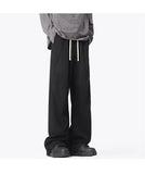 WIAOFELLAS  -  New Men's Pleated Straight Wide-leg Sweatpants Hip Hop Solid Color Baggy Pants Korean Fashion Y2K Streetwear Gray Trousers