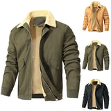 Wiaofellas  -  Male Casual Jacket With Fleece Collar And Washed Jacket Teen Fleece Jacket Mens Fleece Zip up Vest