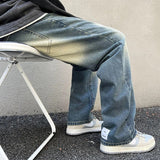 Wiaofellas Real Shot Men's Korean Version of The New Retro Washed Straight Trend All-match Nostalgic Long Pants Casual High Street Jeans