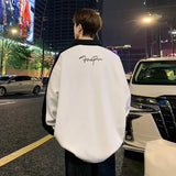 WIAOFELLAS  -  Spring and Autumn Fashion Trend Half Zip Polo Collar Panel Contrast Color Casual Loose Fit Student Versatile Simple Sweater