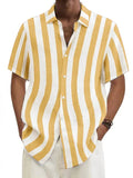 Wiaofellas  -  Striped solid color decorative short sleeved polo shirt for home and outdoor leisure breathable polo shirt for men's clothing
