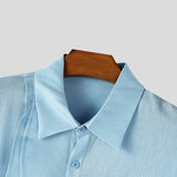WIAOFELLAS  -  Men Shirt Solid Pleated Ruffle Lapel Long Sleeve Men Clothing Streetwear Loose Fashion Casual Tops Male Shirts S-5XL