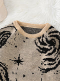 WIAOFELLAS  -  New Popular Street Ripped Abstract Starry Sky Pattern Pullover Ripped Sweater Casual Round Neck Knitted Men's Pullover