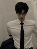 WIAOFELLAS  -  White irt for Men with Tie High School Student Inner Wear Autumn Winter Faion Brand College Sle orm Top Class