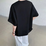 WIAOFELLAS  -  Summer New Men's Short-Sleeve Patchwork T-Shirt American Retro Fashion Trendy High Street Loose Casual Niche Men's Top