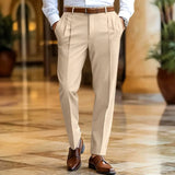 Wiaofellas  -  Daily Leisure Men's Loose Straight Trousers Autumn Casual Solid Color Pleated Suit Pants For Mens Spring Fashion Trousers