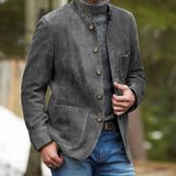 WIAOFELLAS  -  Only Jacket 1 PCS Men's Coat Suede Simple Casual Single Breasted High Quality Outerwear Solid French Street Style