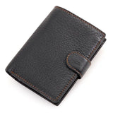 WIAOFELLAS  -  High Quality Genuine Leather Card Wallet Men Women RFID Genuine Leather Short Wallet Multi Cards Slots Button Man Purse