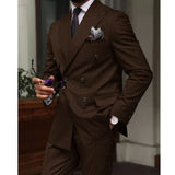 WIAOFELLAS  -  Men's Suit 2 Piece Double Breasted Blazer Pants Business Casual High Quality For Formal Elegant Party 2025