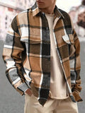 WIAOFELLAS  -  Fashionable and Elegant Lapel Checkered Men's Shirt Retro Furry Casual Long-sleeved Jacket Loose Versatile Shirt