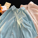 WIAOFELLAS  -  Men's Corduroy Shirt Solid Color Oversized Shirts Spring Autumn Korean Fashion Streetwear Blouses New Loose Casual Unisex Coat