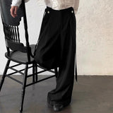 Wiaofellas  -  Men Pants Solid Color Button Joggers High Waist Casual Trousers Men Streetwear Loose Fashion Male Wide Leg Pants S-5XL
