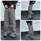 WIAOFELLAS  -  New Trendy Loose Straight Tube Ankola Red Washed Jeans