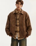 WIAOFELLAS  -  Mens PU Leather Jacket Japanese Harajuku Fashionable Retro Casual Zipper Loose Coats Lapel Patchwork Tooling Outwear Spring